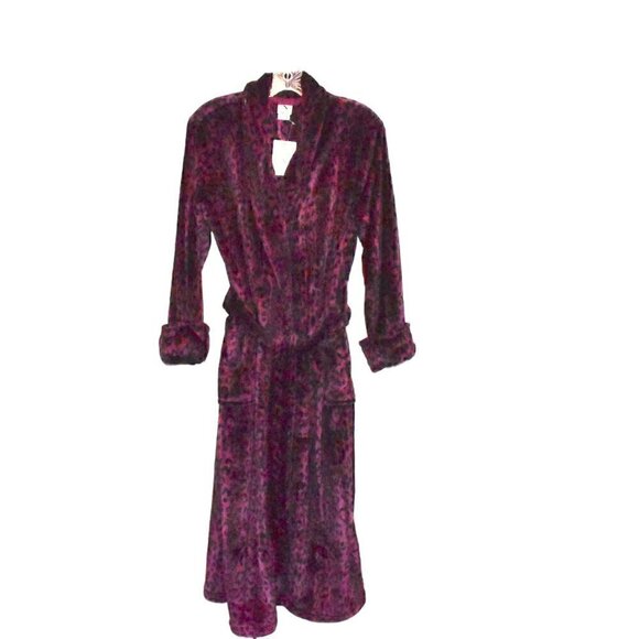 Natori Plush Animal Print Wrap Robe Size S - Picture 1 of 5
